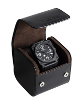Black leather case for one watch